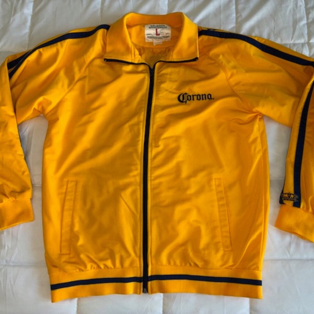 Vintage Late 90s/Y2K Corona Calhoun Sportswear Embroidered Yellow & Navy Jacket